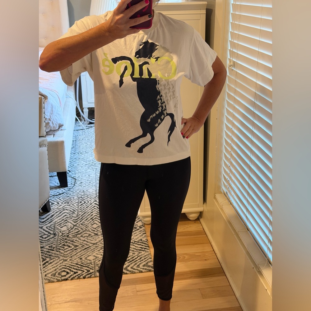Chloe White Mercerised Horse Tshirt! Size small
